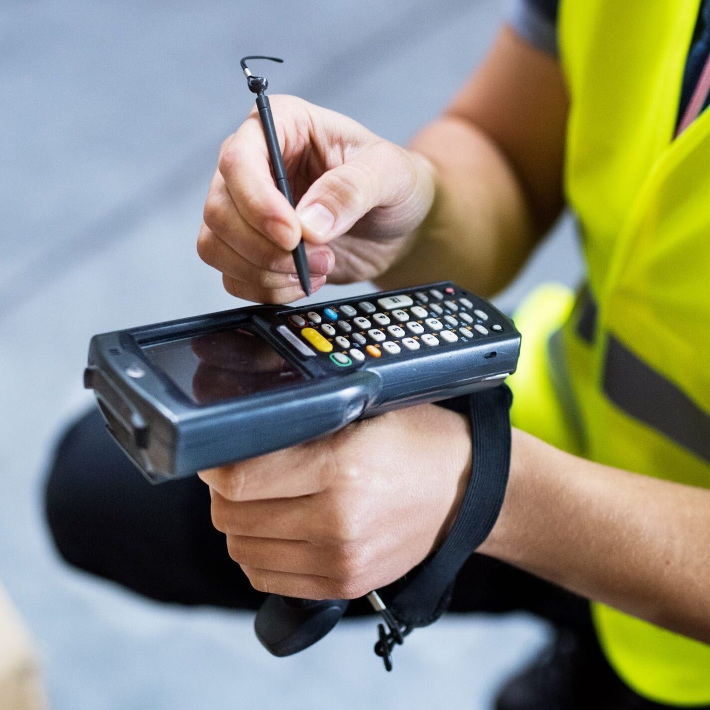 Person with barcode scanner